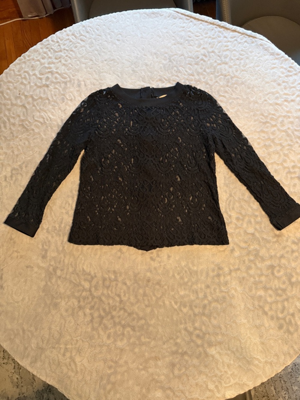 Banana Republic Black Lace Scoop-Neck Long-Sleeve Top